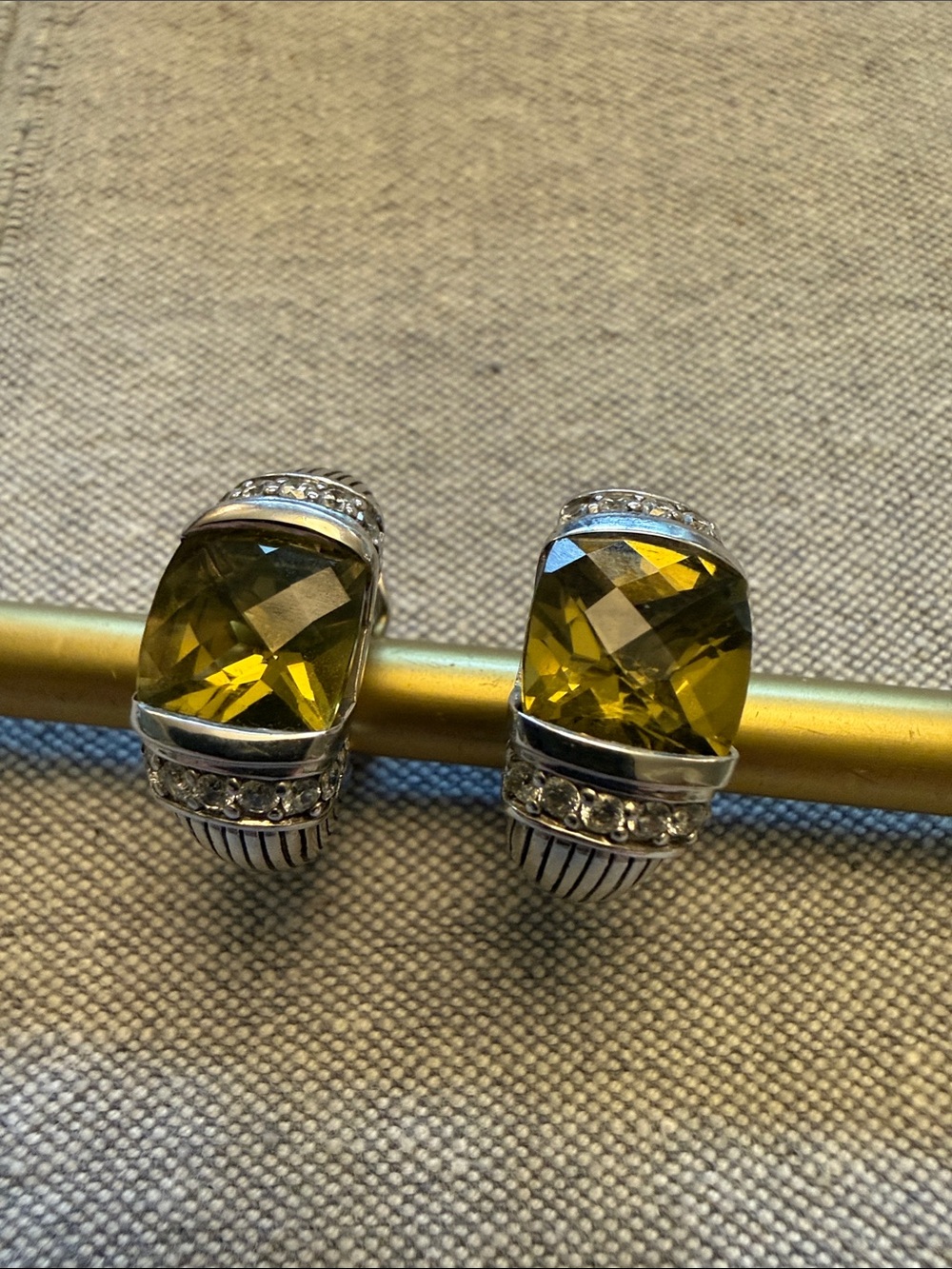 Judith Ripka Sterling silver earrings with citrine